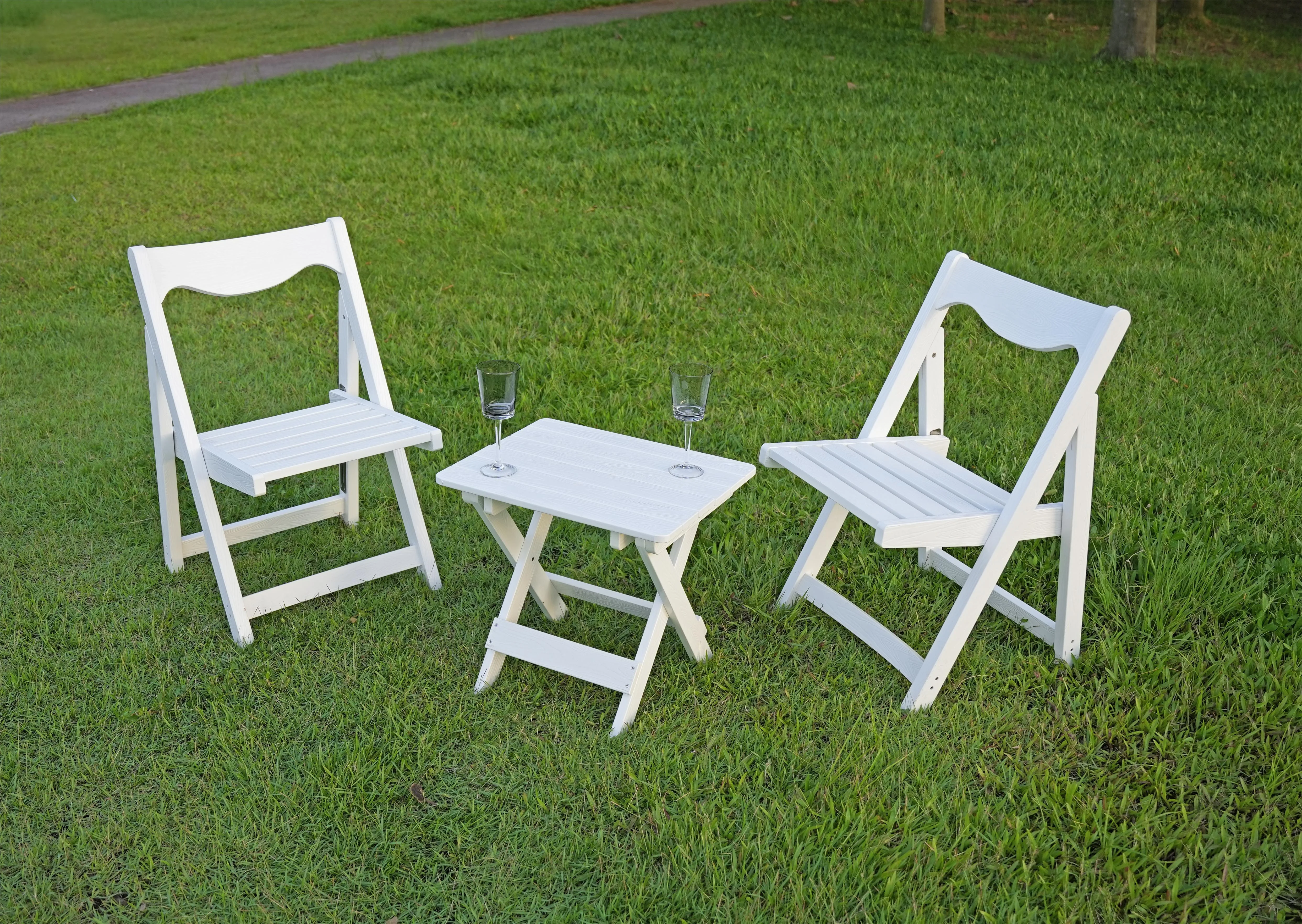 Foldable Small Table and Chair Set with 2 Chairs and Rectangular Table&nbsp; White