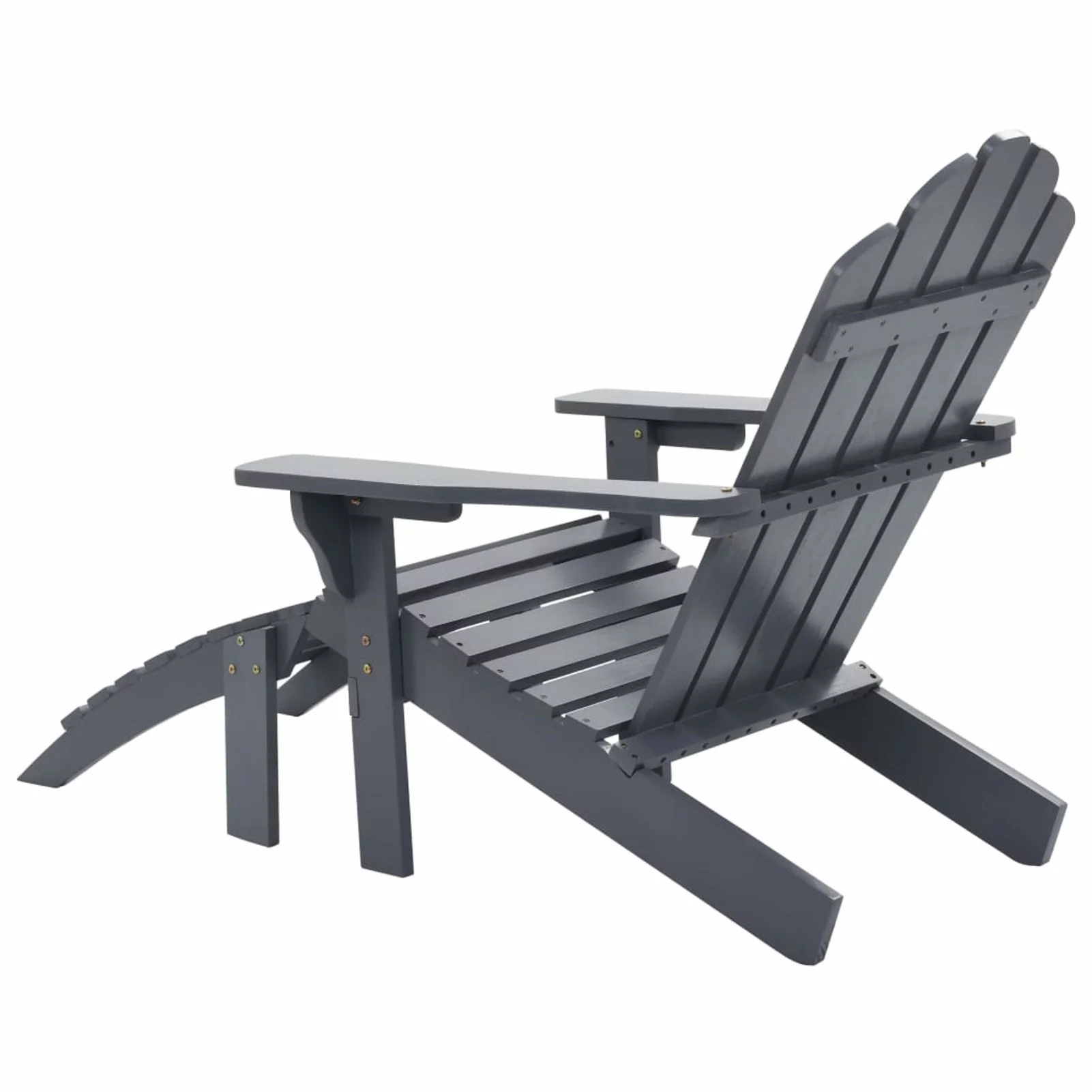 Garden Chair with Ottoman Wood Gray