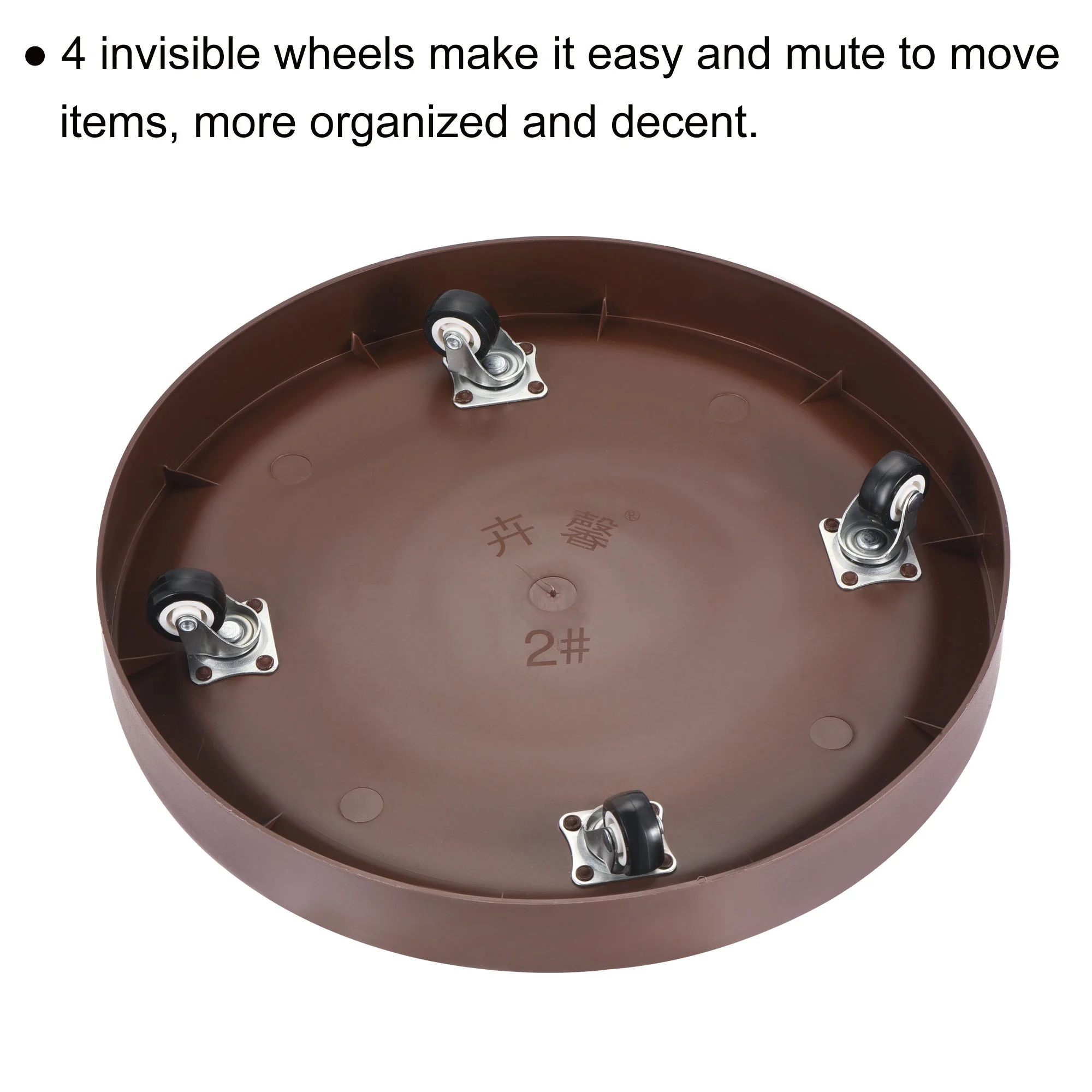 Unique Bargains Plant Pallet with Invisible Wheels Round Plastic Flowerpot Dolly