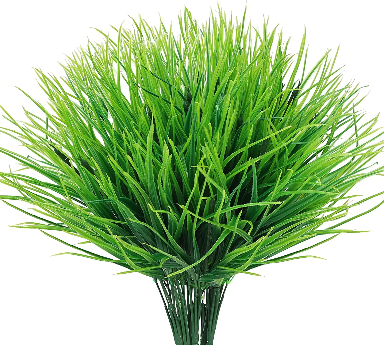 Viworld 4 Bundles Artificial Outdoor Plants, Fake Wheat Grass Greenery Shrubs UV Resistant Faux Plastic Plants Garden Porch Window Box Decor, Green