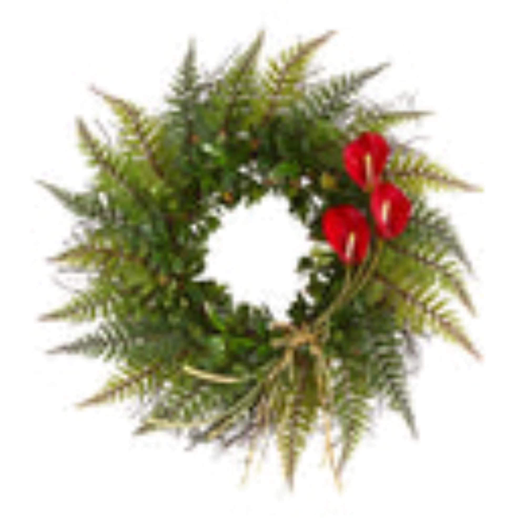 Nearly Natural 7' Pre-Lit Red Flocked Fraser Fir Artificial Christmas Tree, Red Lights