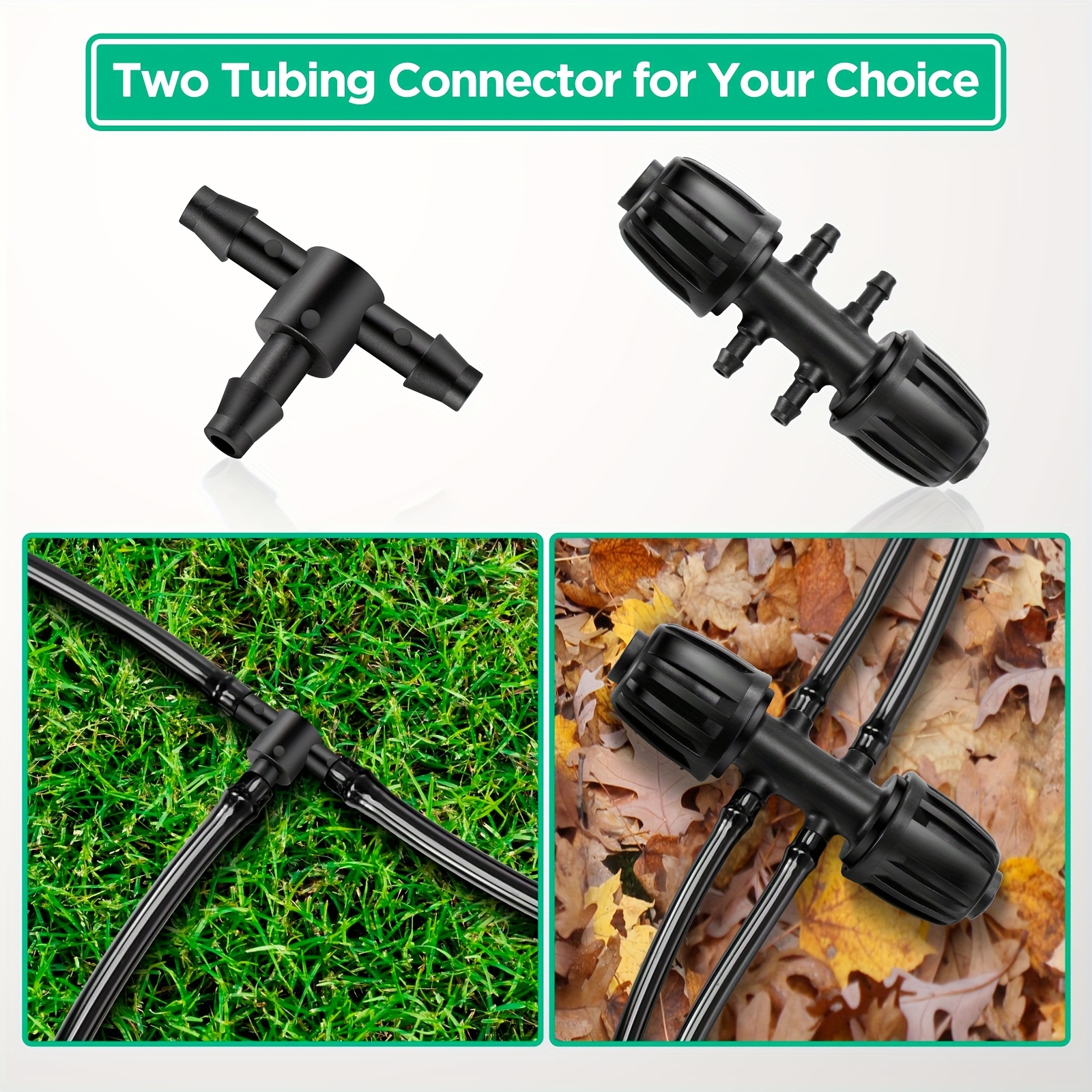 100ft 1/4 inch Drip Irrigation Tubing with Straight Connector and 3-Way Connector Hose Garden Watering Tube Line for Garden Irrigation System