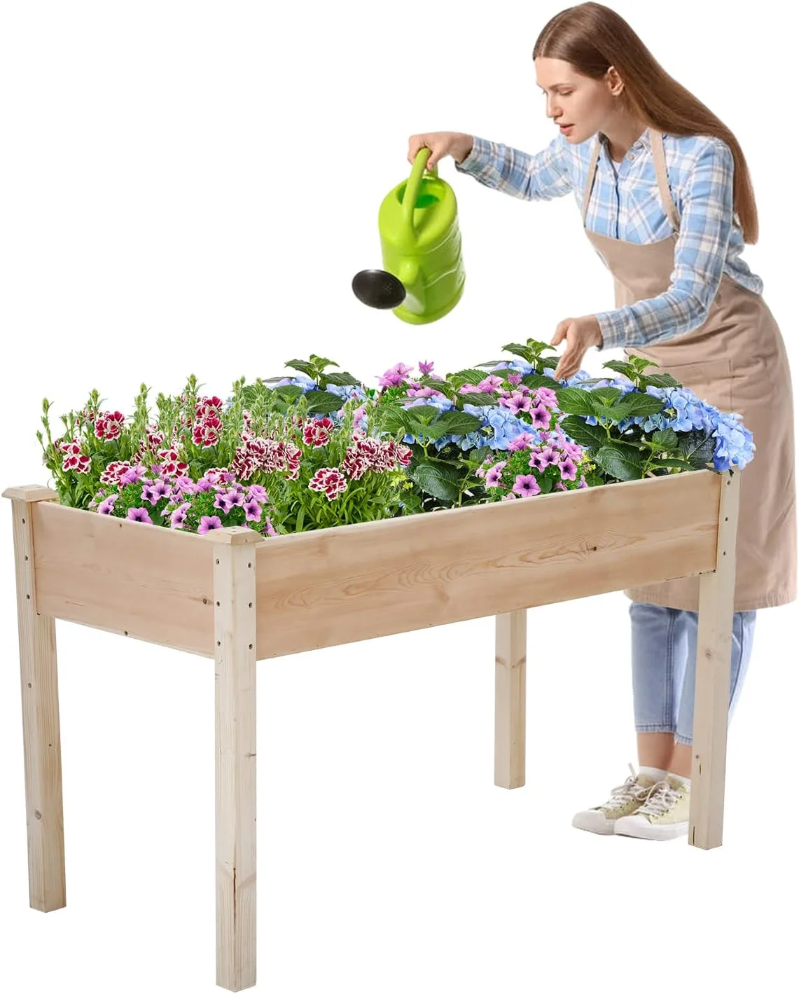 RROCOSIA Raise Garden Bed Wood Elevated Planter Box Kit Raised Planter Boxes Outdoor with Legs for Patio Backyard Garden Greenhouse Plants Planting Vegetable Flower Herbs Garden Box