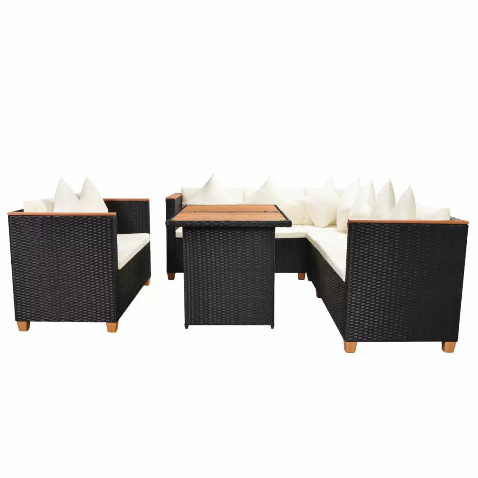 Suzicca 5 Piece Patio Set with Cushions Poly Rattan Black