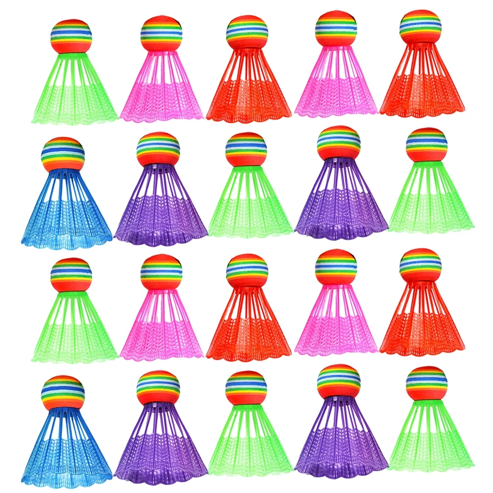 Guichaokj 20pcs Advanced Plastic Badminton Colored Shuttlecocks Rainbow Ball Mixed Color