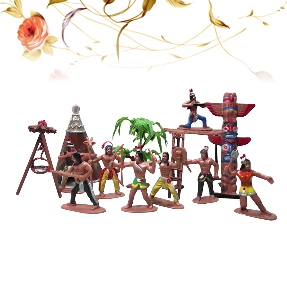 Homemaxs Indian Figures Figure Native Toys American Figurines Indians Playset Model Plastic Kids Action Figurine  West