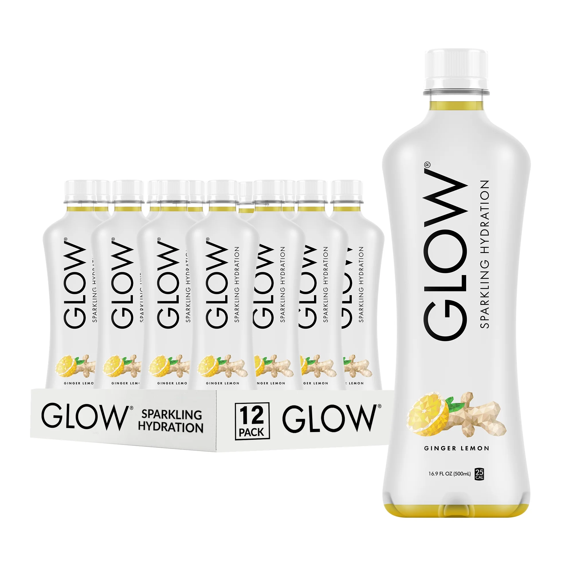 GLOW® SPARKLING HYDRATION - GINGER LEMON  - 16.9oz PET - 12 PACK