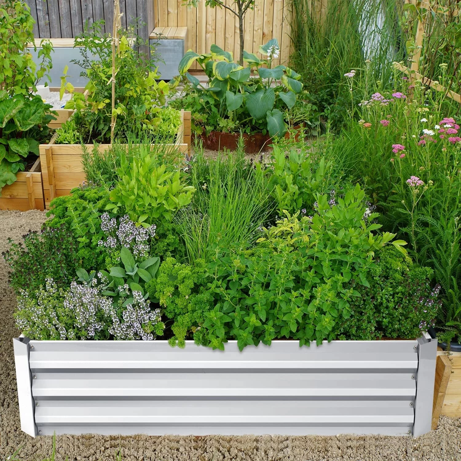 Agfabric silver Planting Bed Raised Garden Bed Metal Garden Beds 2ftx4ft 2ftx4ft