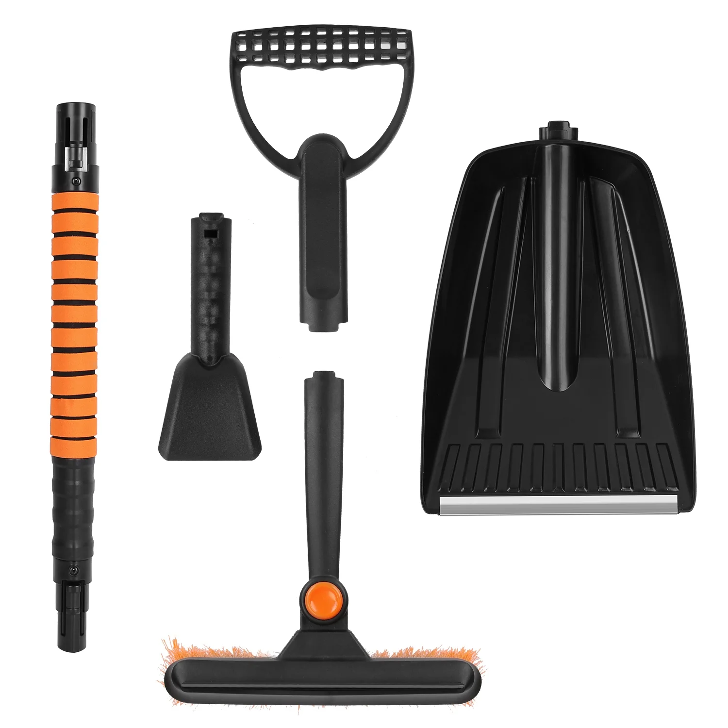5 in 1 Snow Brush Shovel Kit, iMounTEK Aluminium Alloy Ice Snow Remover for Car, Telescopic Windshield Scraper & Rotatable Brush Head