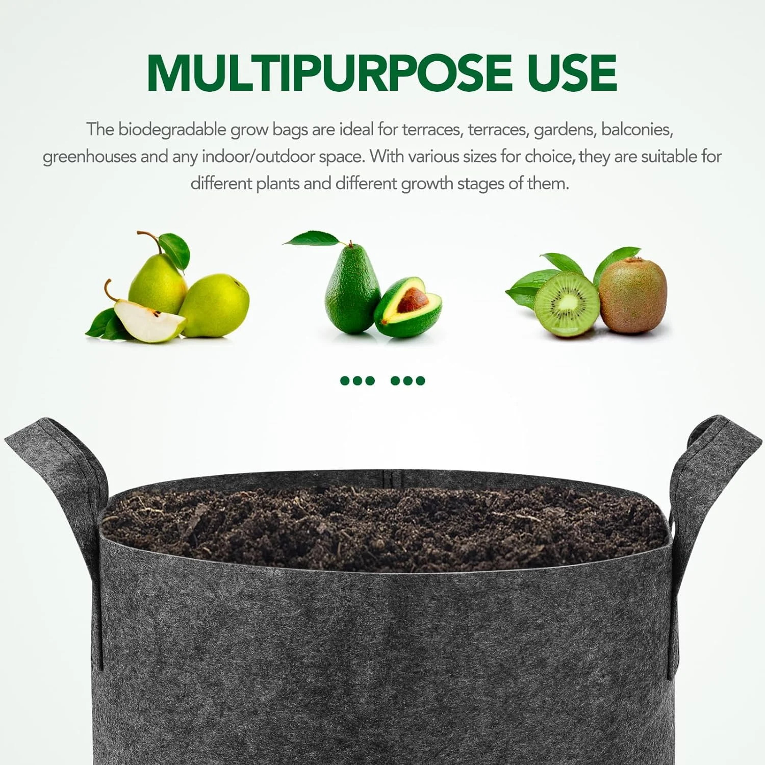 12-Pack 15 Gallon Heavy Duty Aeration Fabric Pots Thickened Nonwoven Plant Grow Bags Grey