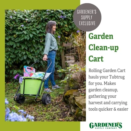Gardener's Supply Company Rolling Garden Clean-up Cart | Multi-Purpose Mobile Gardening Caddy for 11 Gallon Tubtrugs | Outdoor Gardening Clean-up & Garden Tools Utility Cart - Holds up to 50 pounds