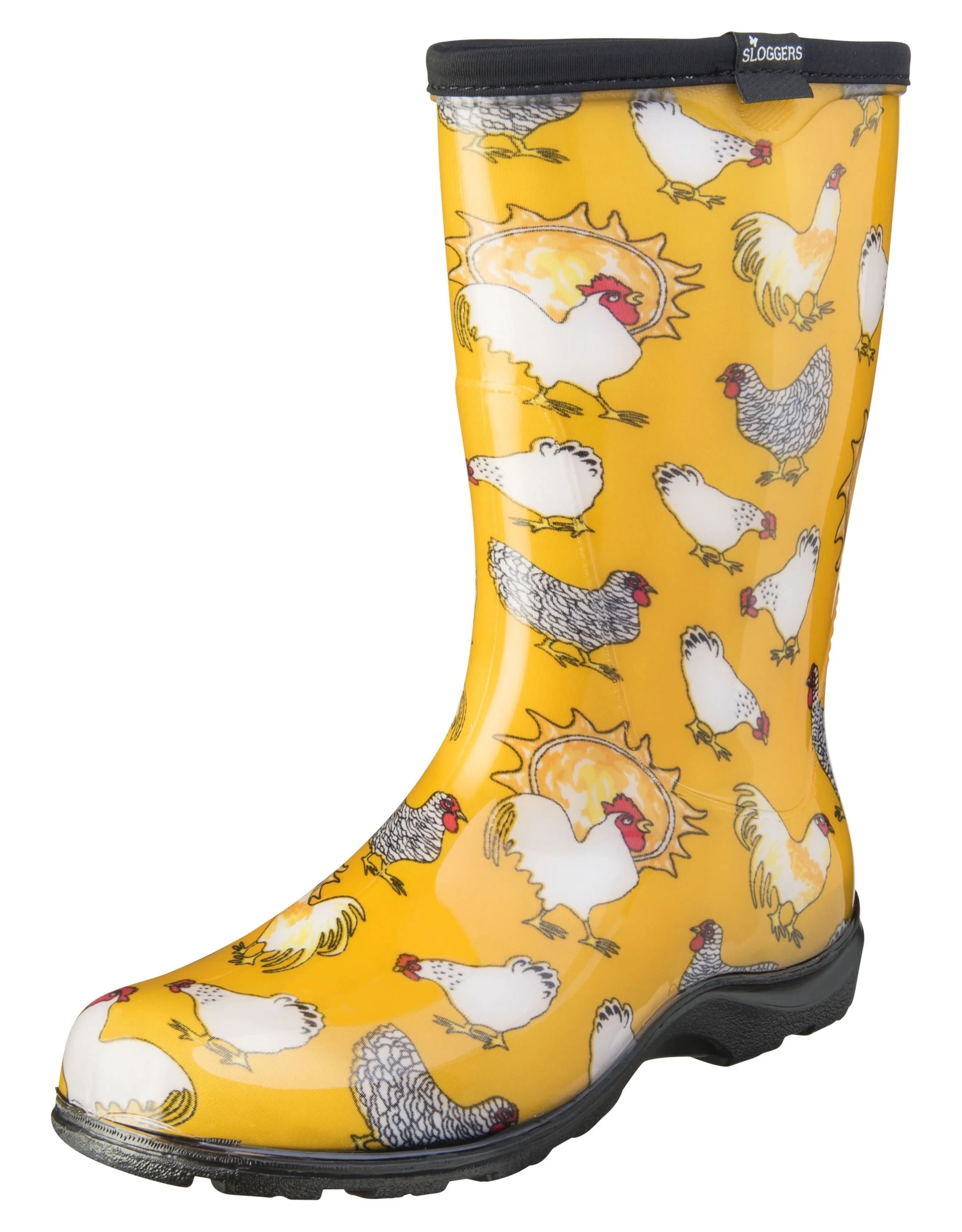 Sloggers Waterproof Garden Rain Boots for Women - Cute Mid-Calf Mud & Muck Boots with Premium Comfort Support Insole, (Original Chicken Yellow), (Size 6)