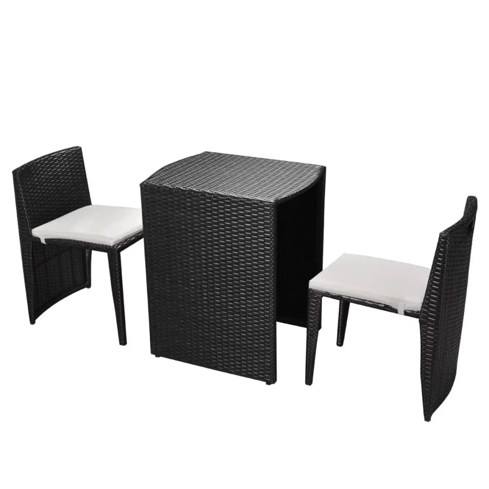 Aibecy 3 Piece Bistro Set with Cushions Poly Rattan Black