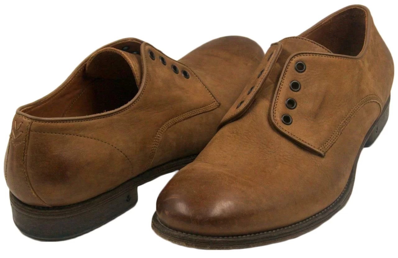 JOHN VARVATOS Men's Stanton Laceless Derby, Wood Brown, 10
