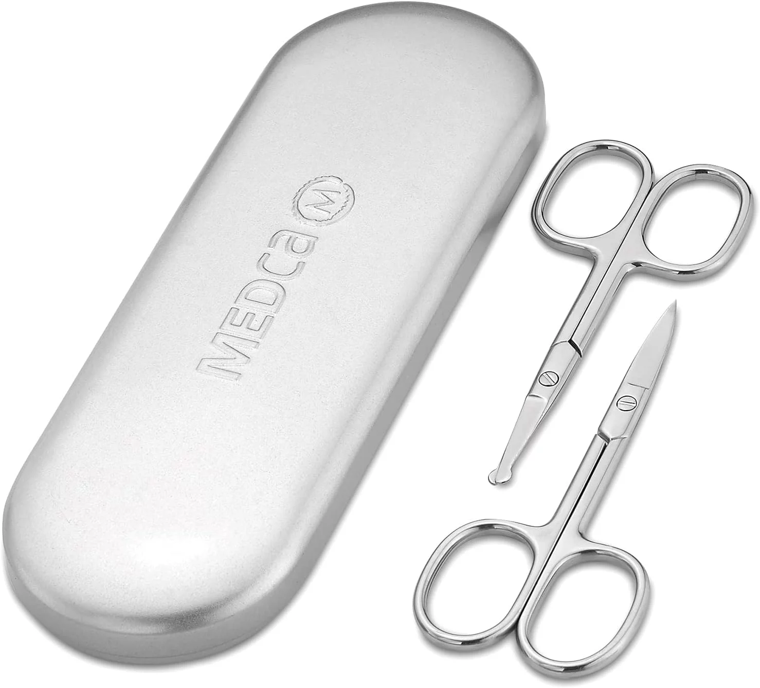 MEDca Stainless Steel Grooming Scissors for Unisex - Eyebrow Scissor, Nose & Ear Hair Trimmers, Beard & Mustache Trimming Set