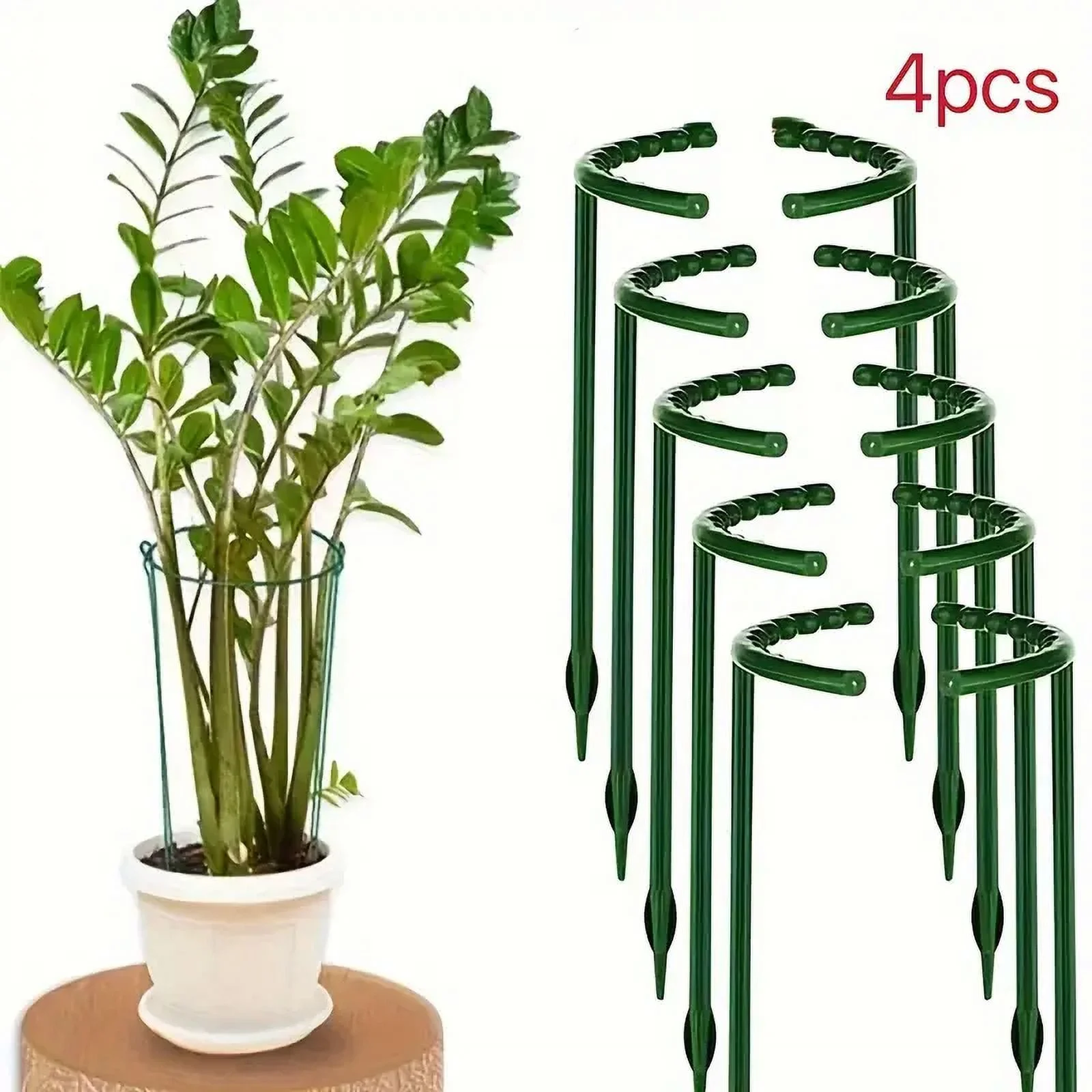 4pcs, 9.84in Plastic Plant Support Pile Frame - Greenhouse Arrangement Semicircle Fixed Rod - Indoor Flower Plant Vine Climbing Bracket - Green