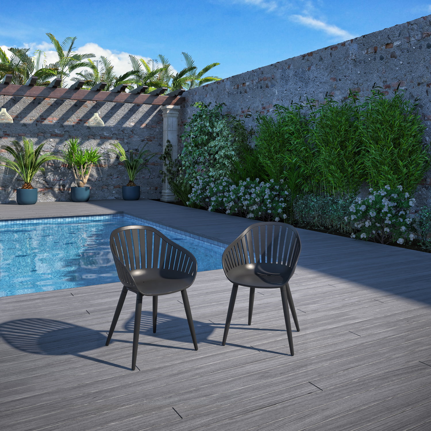Amazonia 2 Piece Black Aluminium Chair Patio