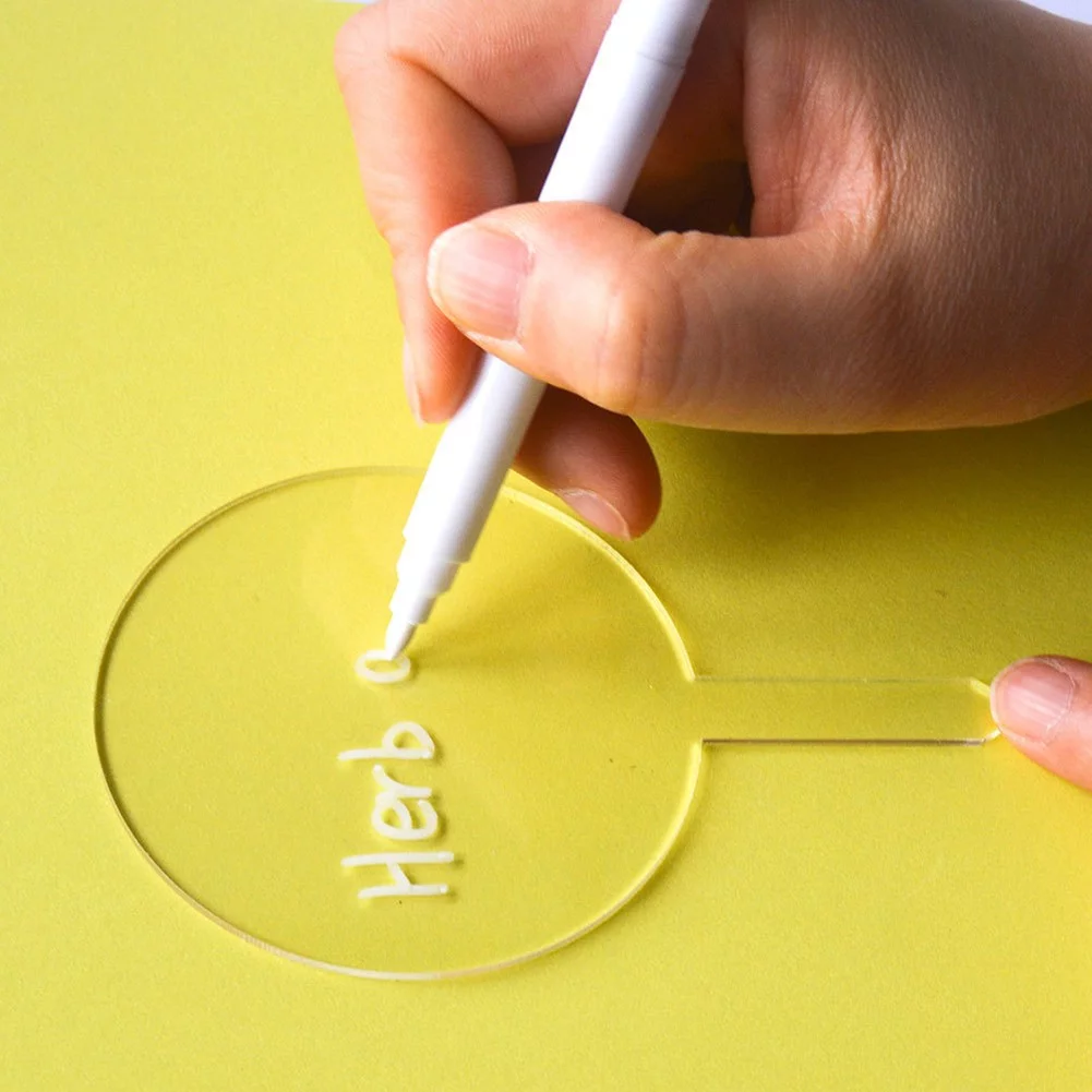 Herb Signs Plant Label Acrylic Plant Tag Oval-Type Marker Gardening