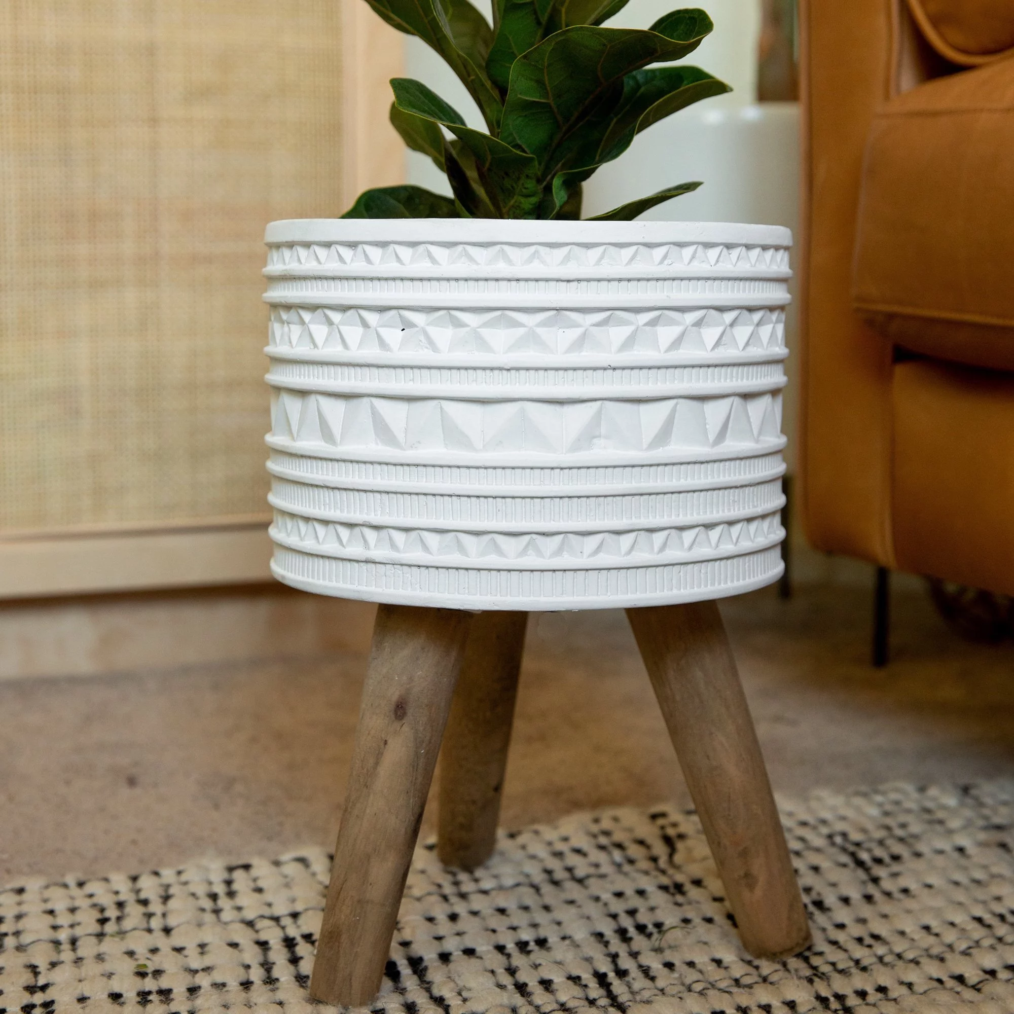 Flora Bunda CTF229E-WH 10' Crystal Fiberglass planter,WH