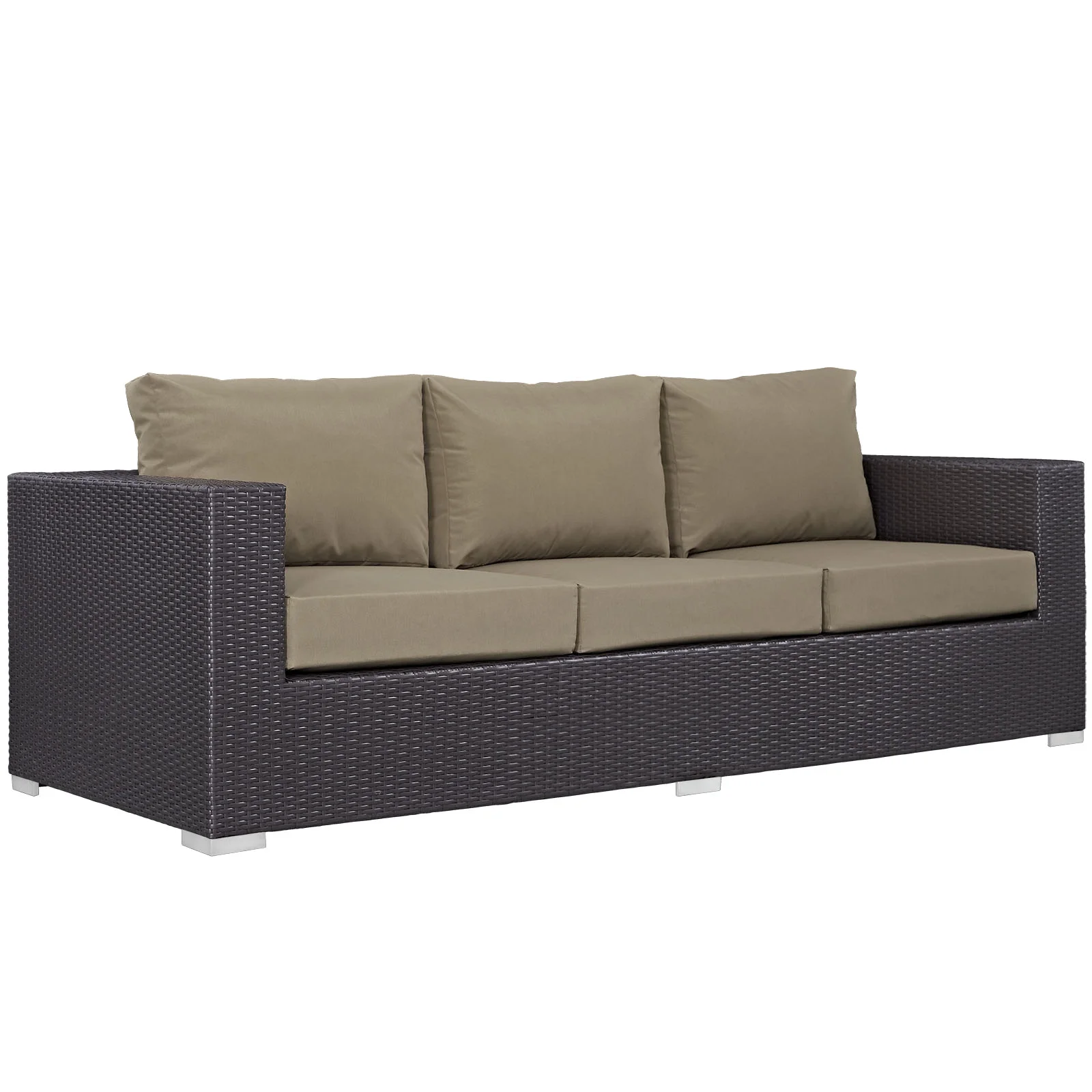 Modern Contemporary Urban Design Outdoor Patio Balcony Sofa, Brown, Rattan