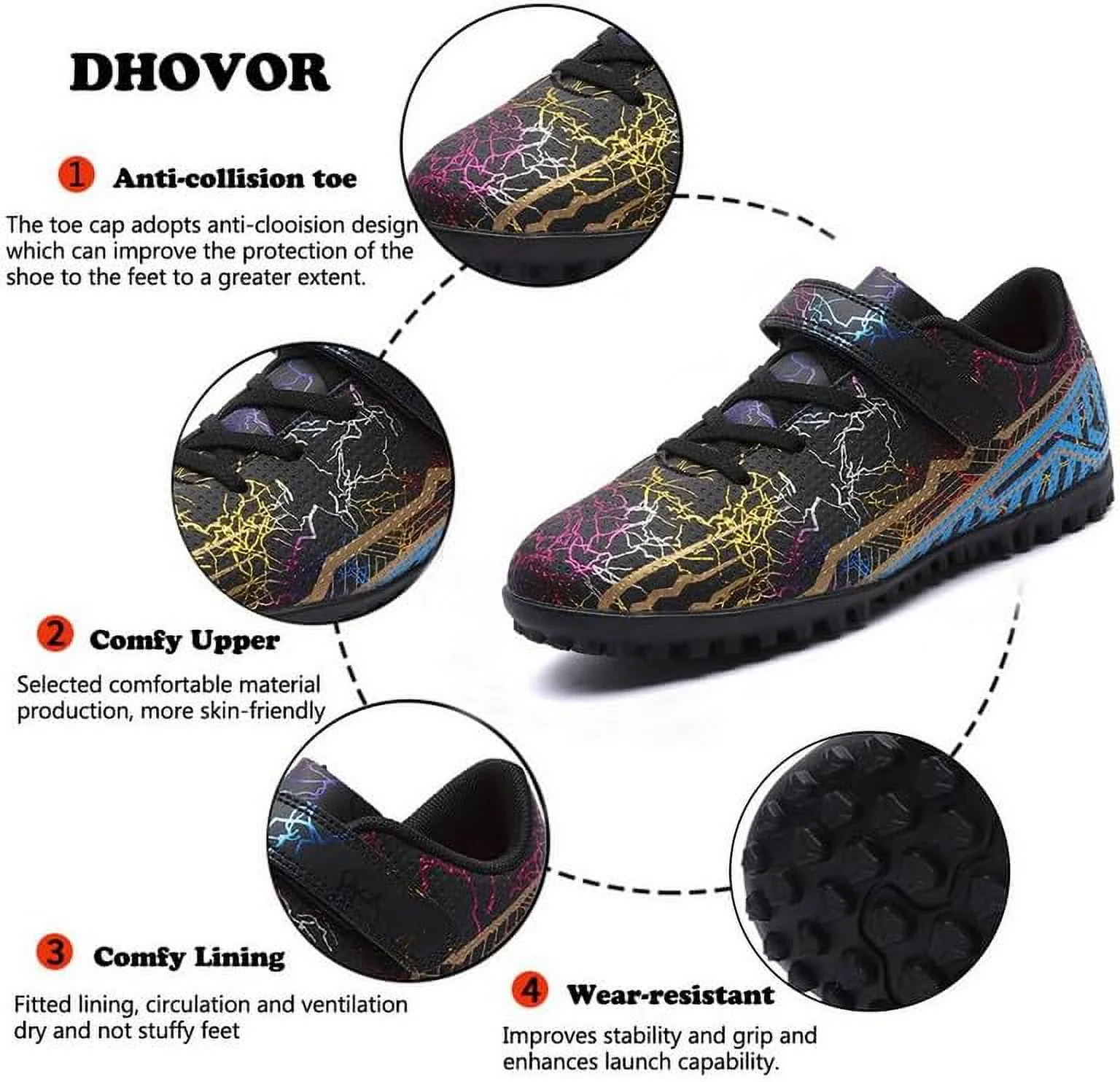 Boys Girls Indoor Turf Soccer Shoes Kids Soccer Cleats Athletic Football Shoes(Toddler/Little Kid/Big Kid)