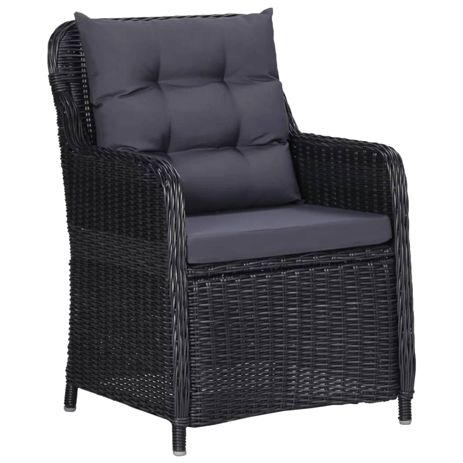Andoer Garden Chairs 2 pcs with Cushions Poly Rattan Black