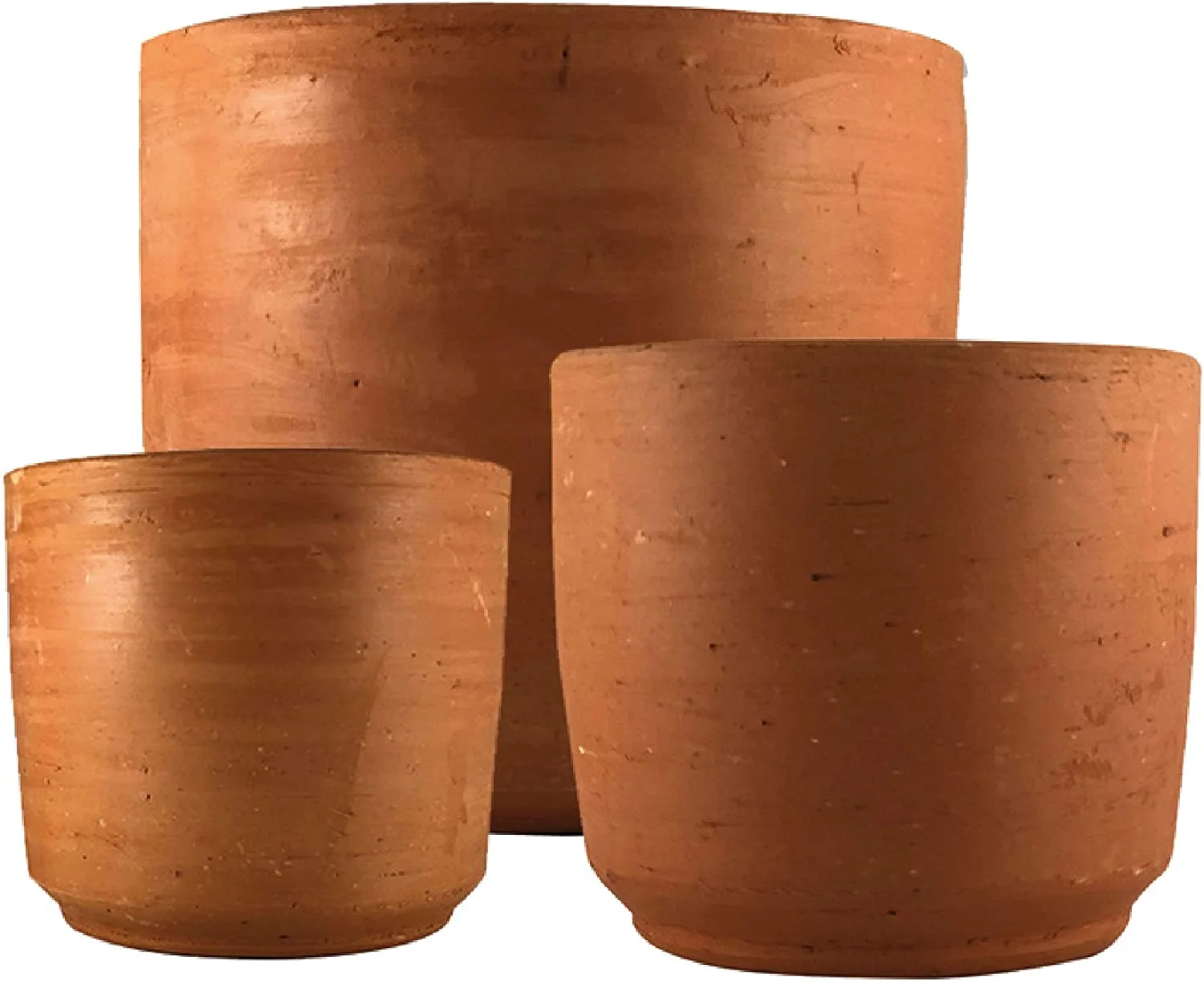 3 Piece Cylinder Shaped Flowerpots - Handmade Planters for Indoor & Outdoor Plants - Home Decor Pot Set Includes: Small 5