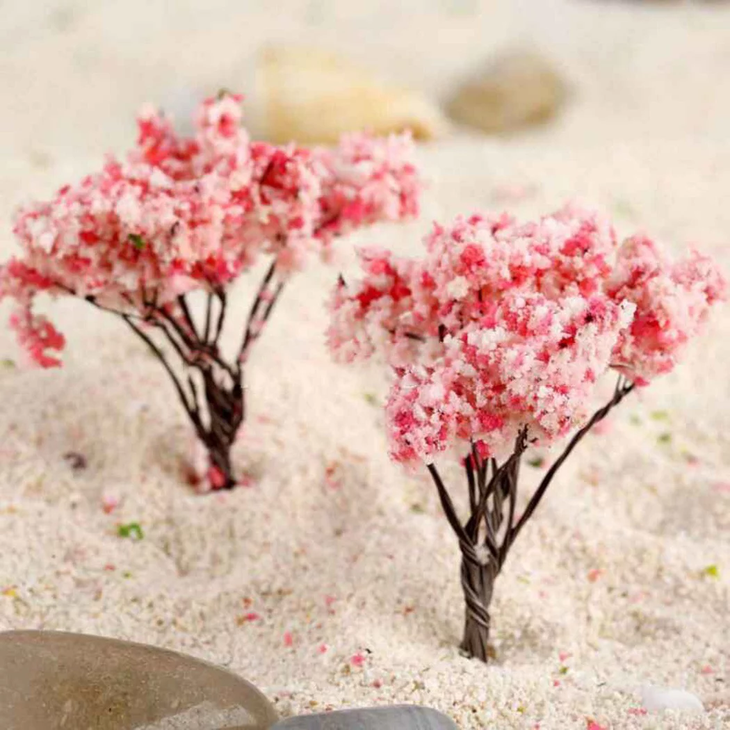 40pcs 65mm Blossom Cherry Model Trees Railroad Layout Scene HO OO Scale