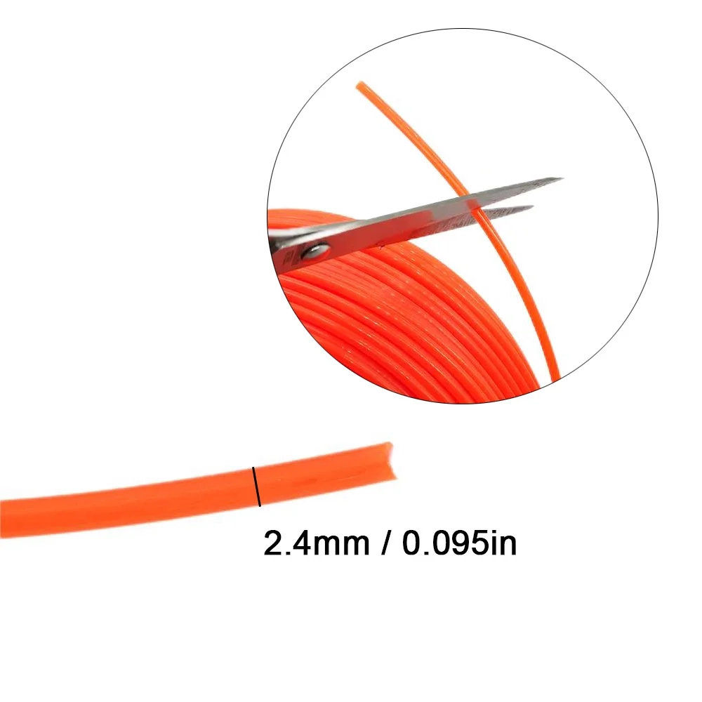 2.4mm Grass Trimmer Line Round Trimmer Nylon Line Weed Eater String Replacement Trimmer line for Garden Trimmers - Orange, 10 Meters Length…