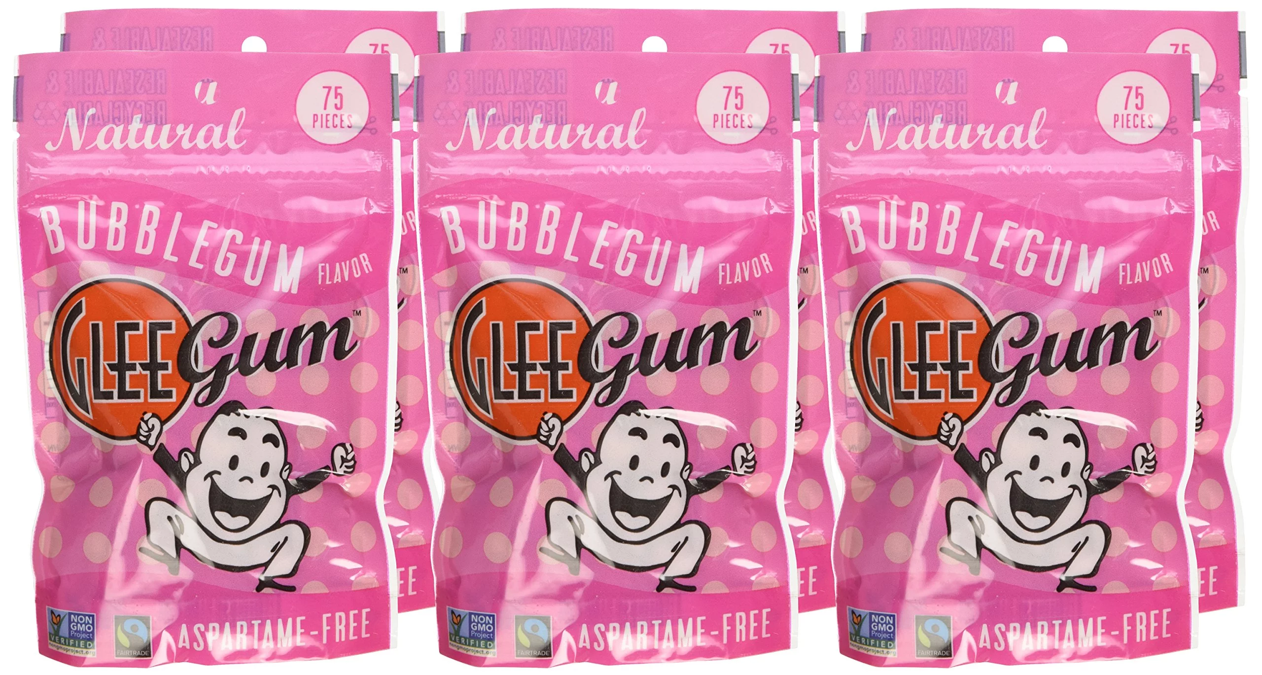 Classic Glee Gum Pouch Bubblegum 55 Pieces (Pack of 6)