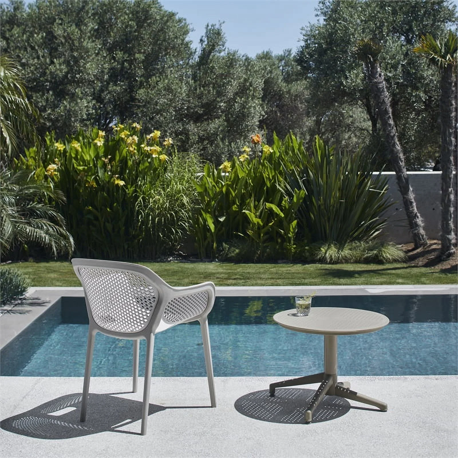 Pemberly Row Resin Patio Dining Chair in Cool Gray - (Set of 2)