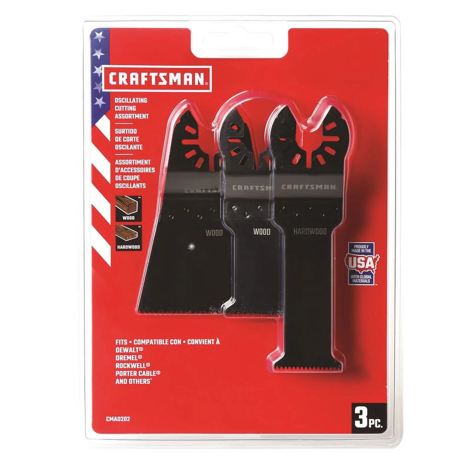 Craftsman High Carbon Steel Wood Cutting Oscillating Blade Set 3 pc. - Case Of: 1