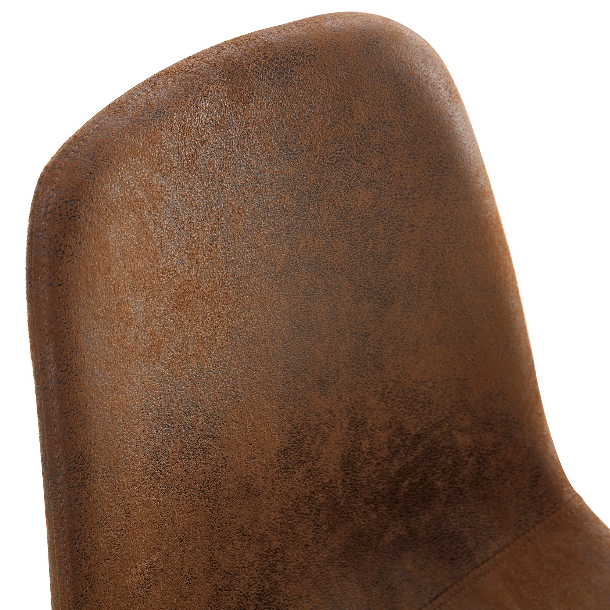 DeeHome A modern and practical circular dining table. Made of MDF tabletop and wooden MDF table legs. A set of 6 brown cushioned chairs. CT-403 B0501A