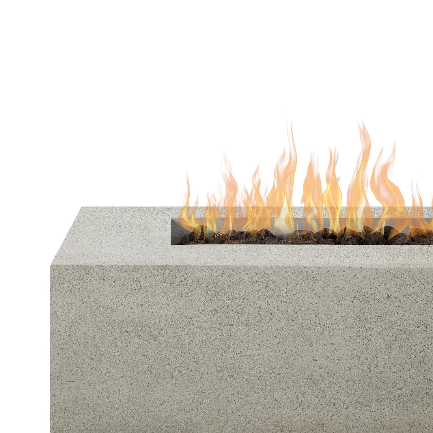 La Valle 72 Inch Rectangular GFRC Concrete Propane Fire Pit Table in Flint By BBQGuys Signature