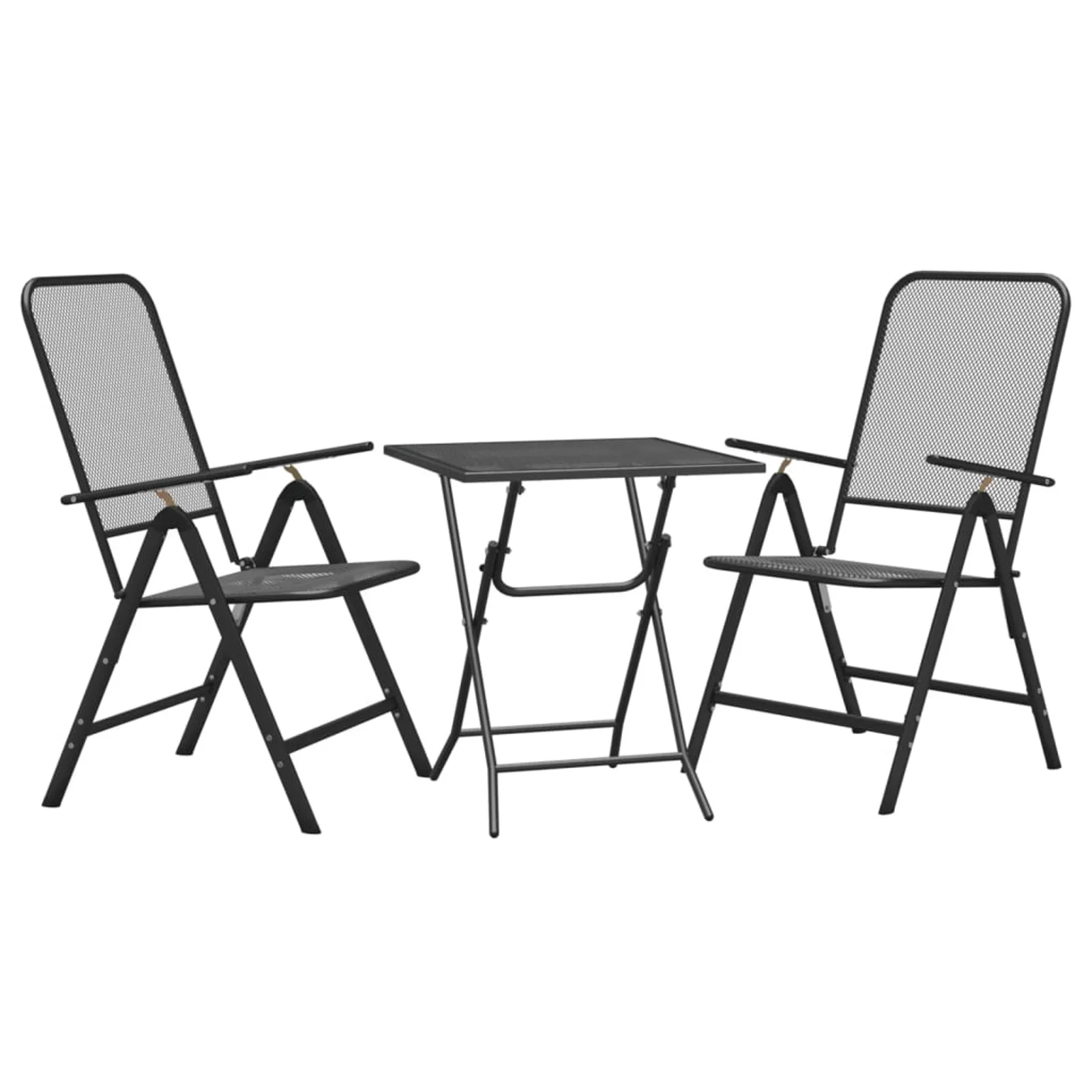 Aibecy 3 Piece Patio Dining Set Expanded Metal Mesh Anthracite