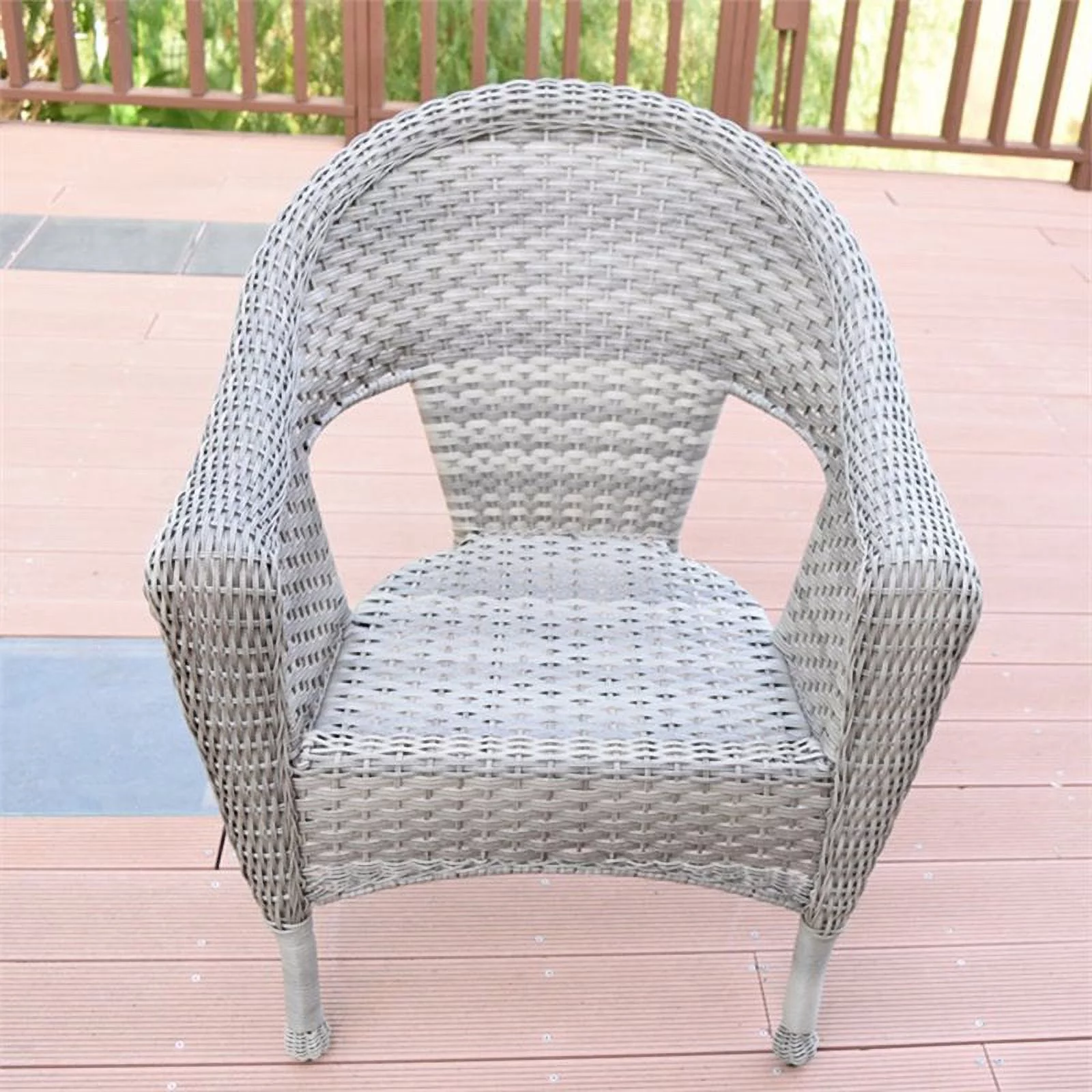 Jeco Clark 4 Piece Resin Wicker Patio Sofa Set in Gray