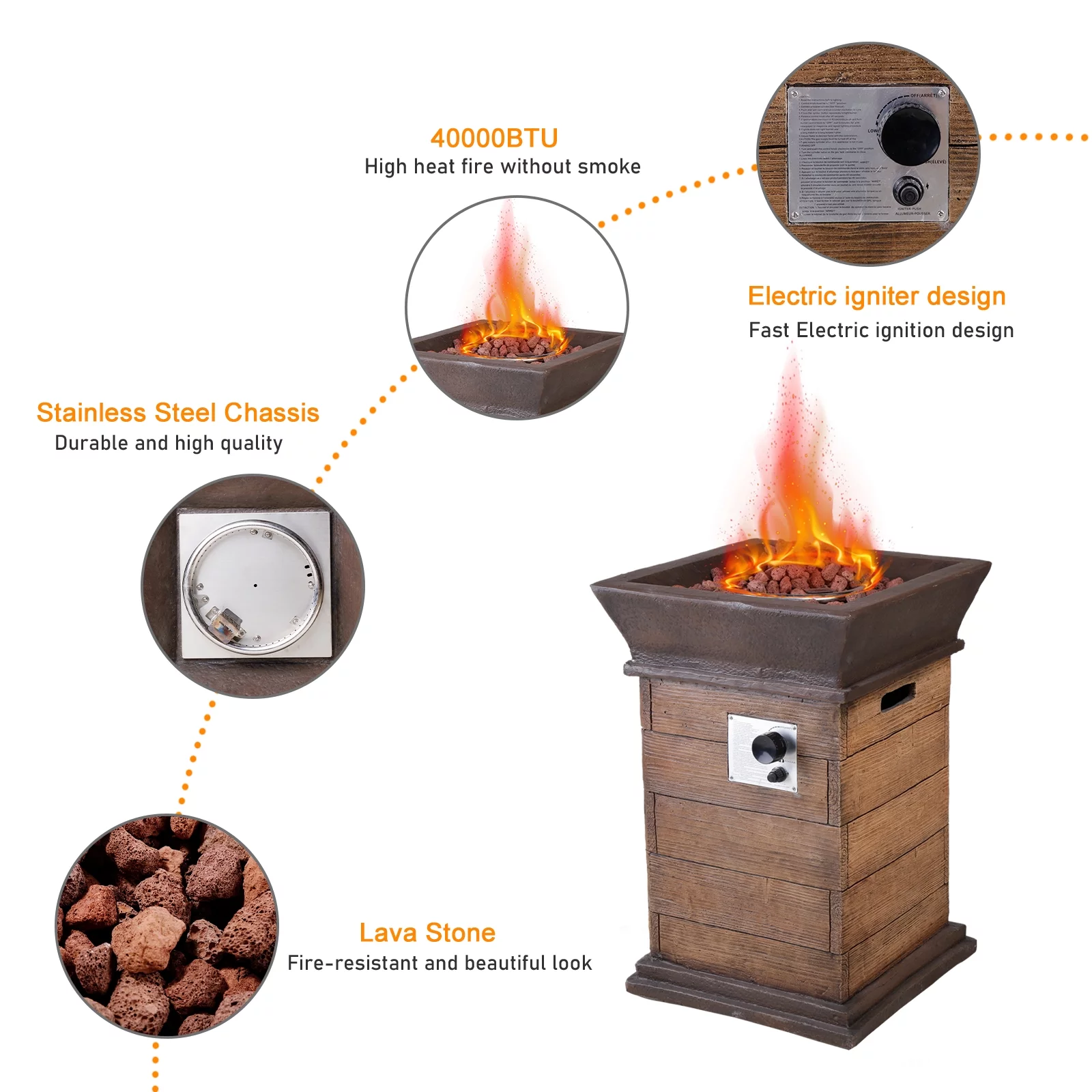 Claire and Barry LUND Collection Patio Set (2 chairs + 1 fire pit column)