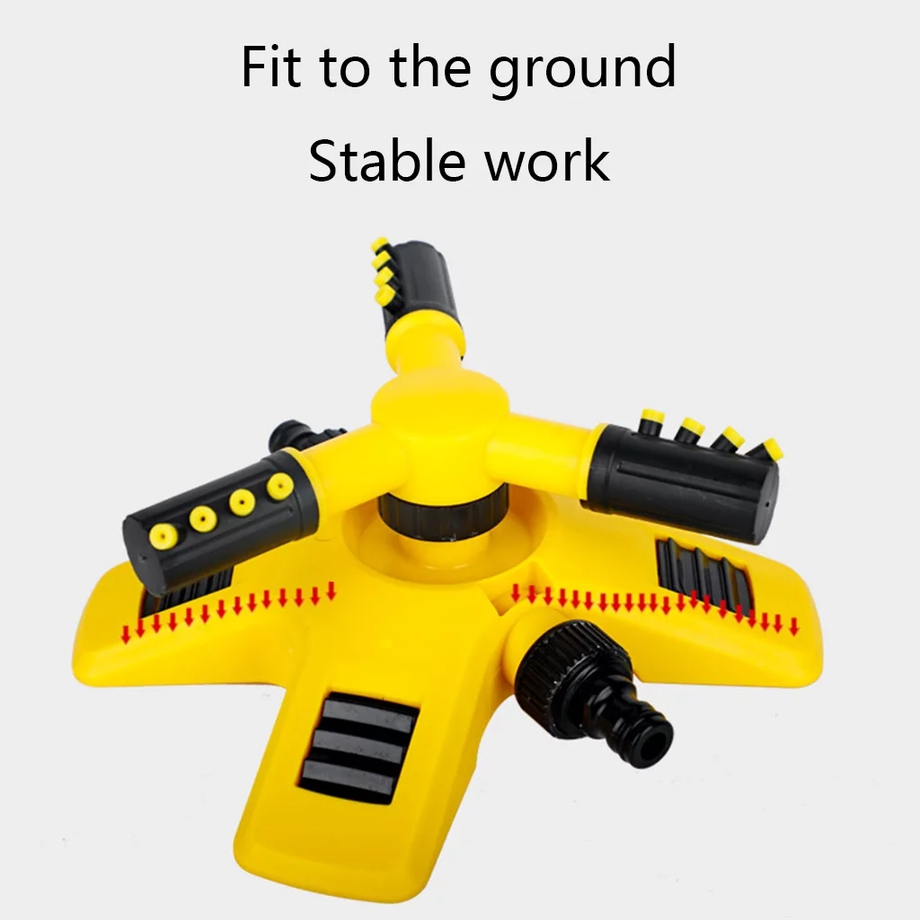 Garden Sprinkler Automatic Watering Grass Lawn 360 Degree 3 Nozzle Arm Rotating Irrigation System