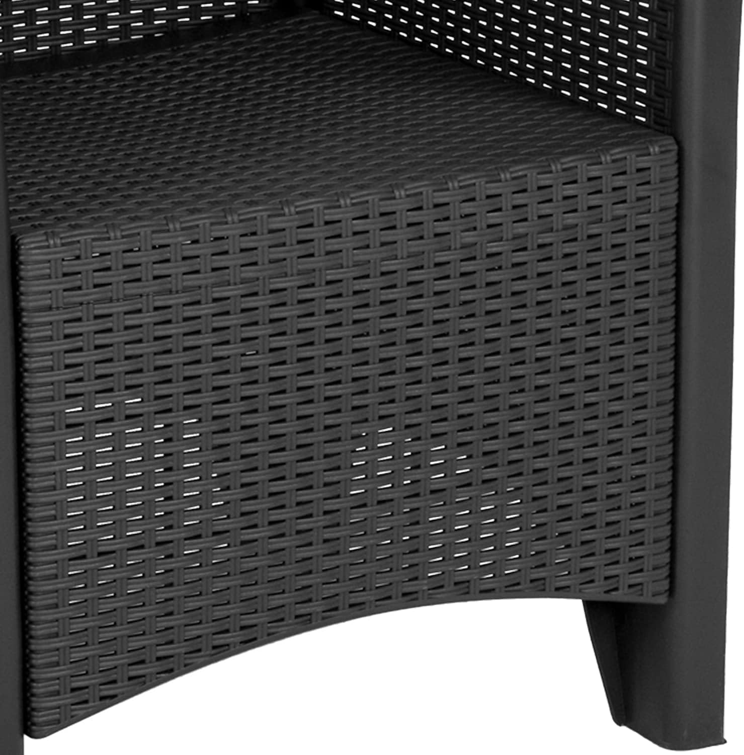 YANRUI Seneca Dark Gray Faux Rattan Plastic Chair Set with Matching Side Table