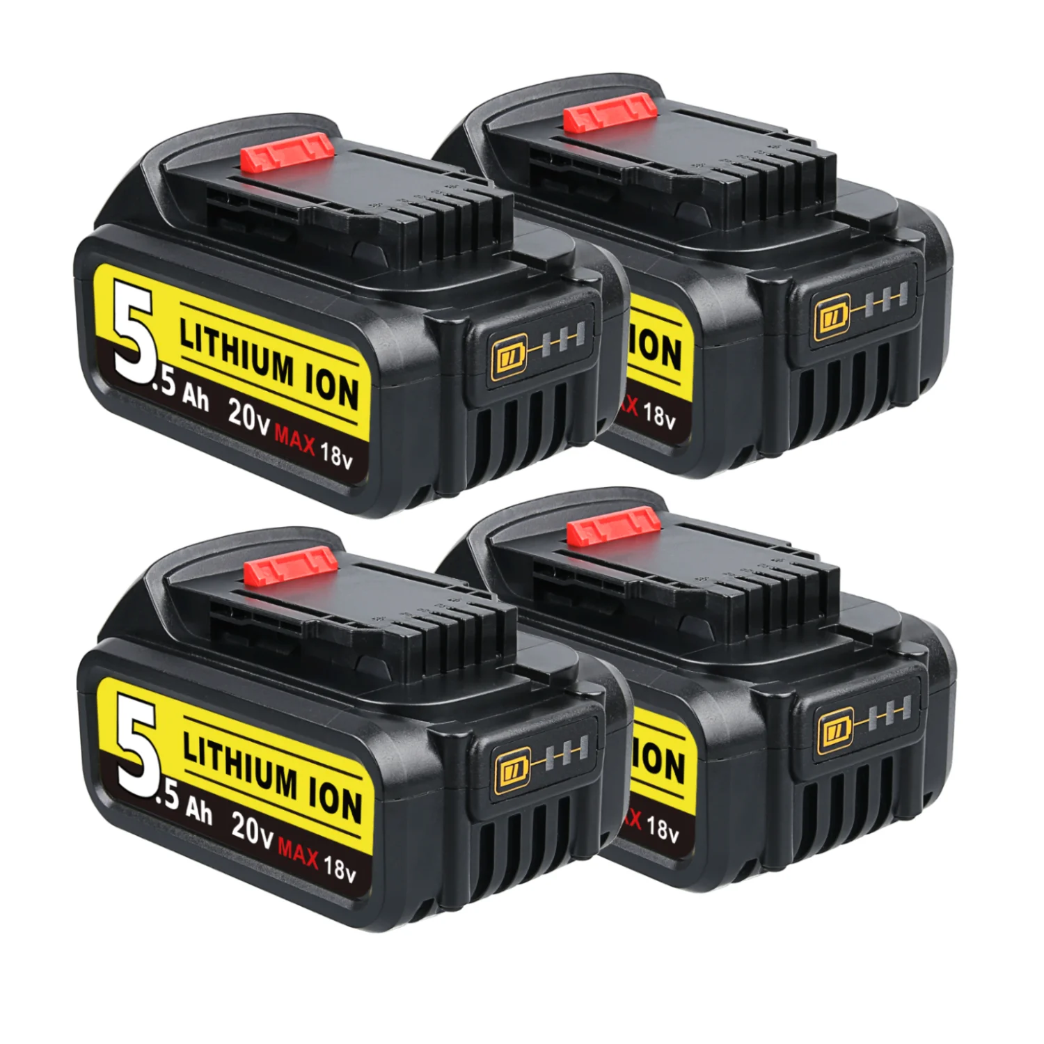 4Pack for DeWalt DCB200 Battery 20V 5500mAh Li-ion Black DCB606 DCB609 DCB612 DCB206