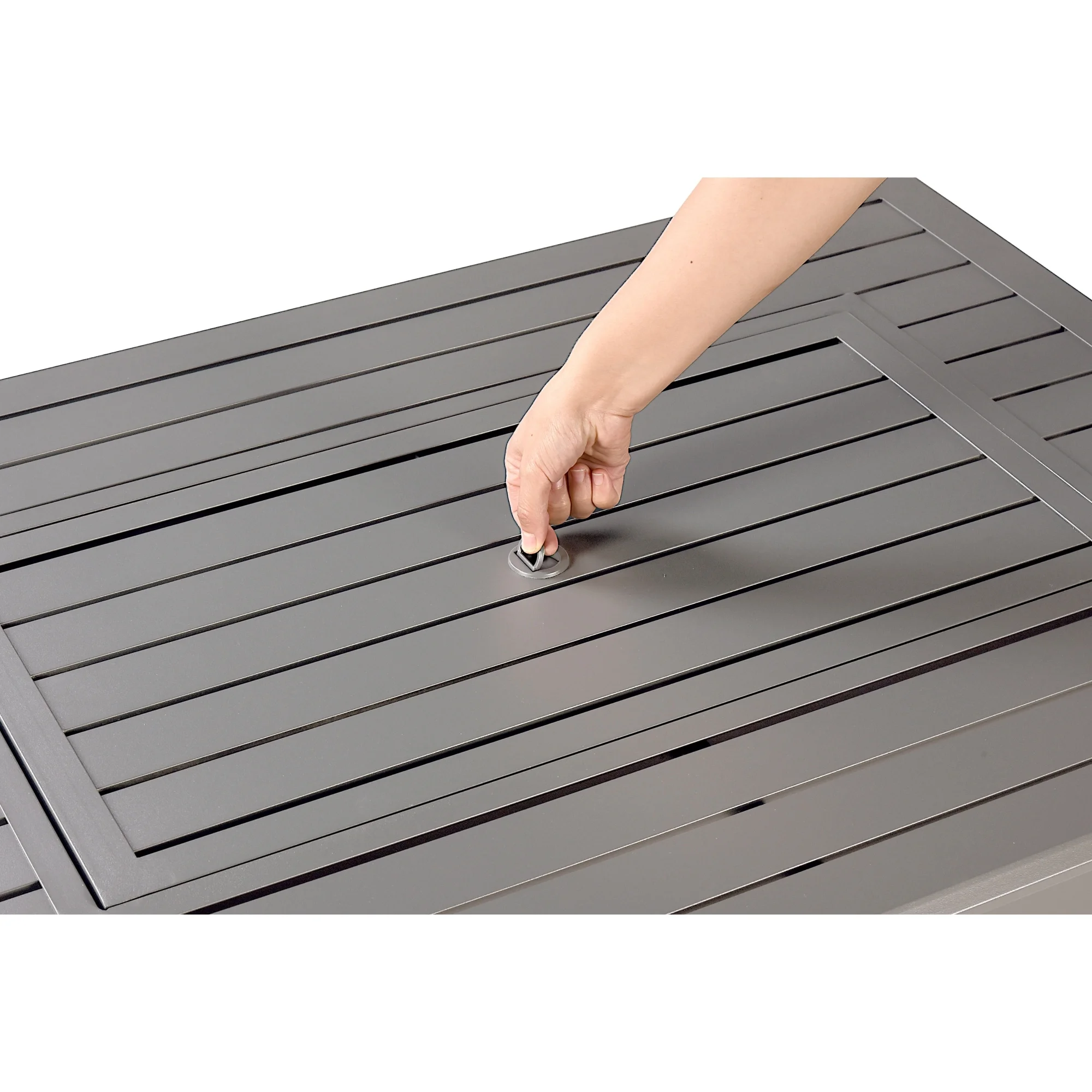 Rectangular 46 in. x 31 in. Aluminum Propane Fire Pit Table, Glass Beads, Two Covers, Lid, 57,000 BTUs - N/A Grey