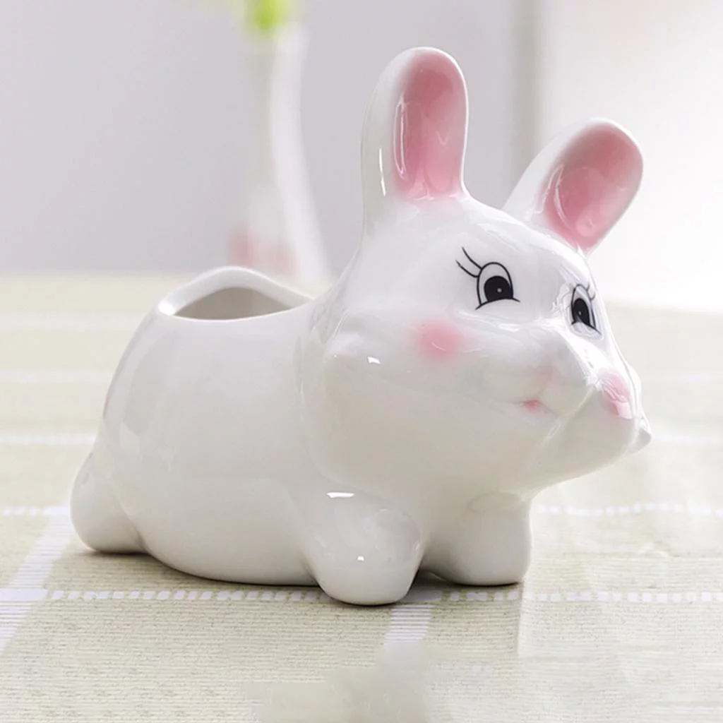 Bunny Pot Ceramic Flowing Glaze Base Serial Set Succulent Plant Pot Plant Pot Flower Pot Container Planter Bonsai Pots with Hole 6 in Set 13.8x10.6x12cm