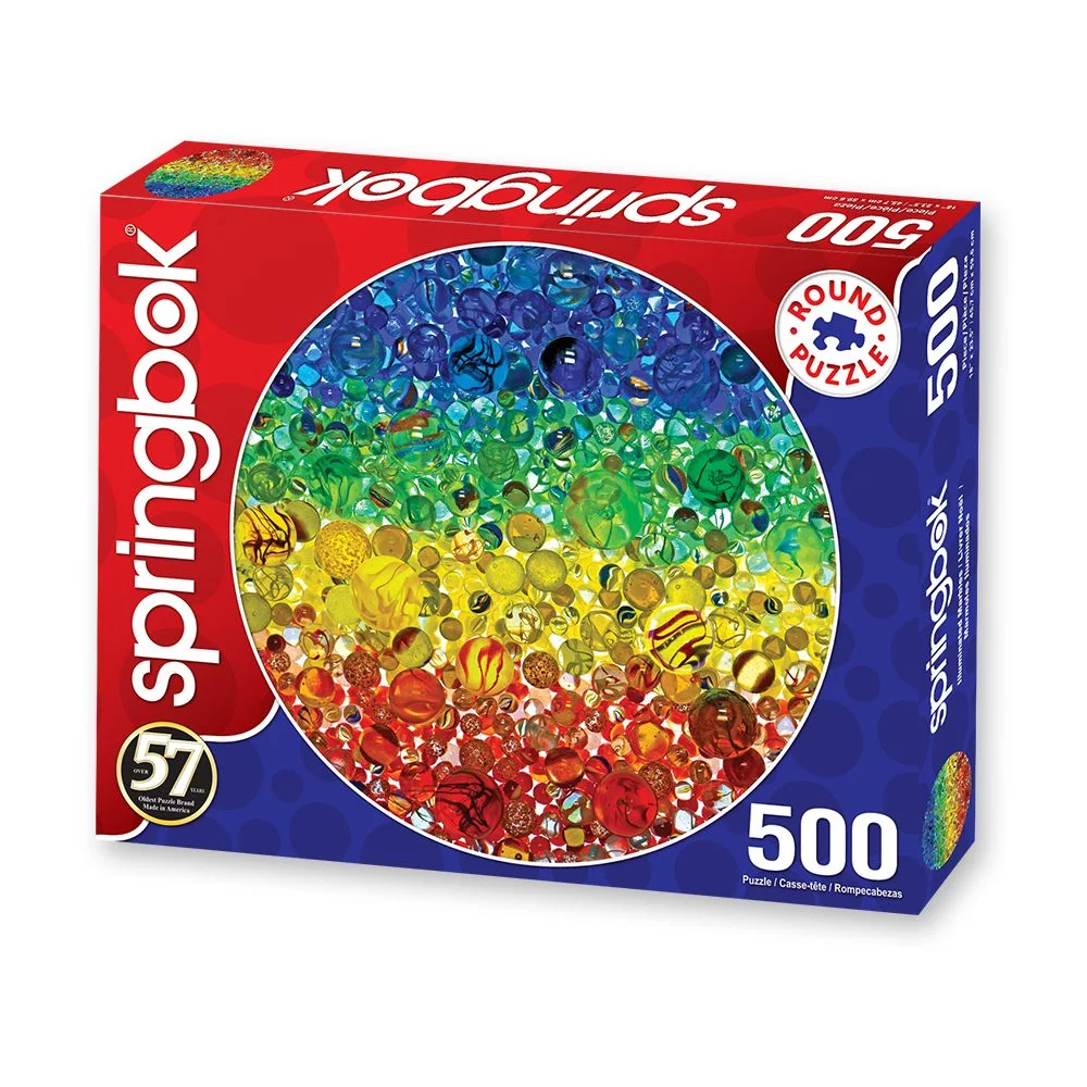 Illuminated Marbles, 500 Piece Round Puzzle, by Springbok Puzzles.