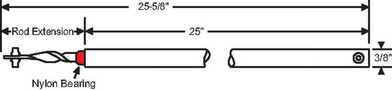 Brixwell 76-SMS25R 25in Spiral Window Balance Red Bearing Standard Rod hwB-CP-3/8S-25
