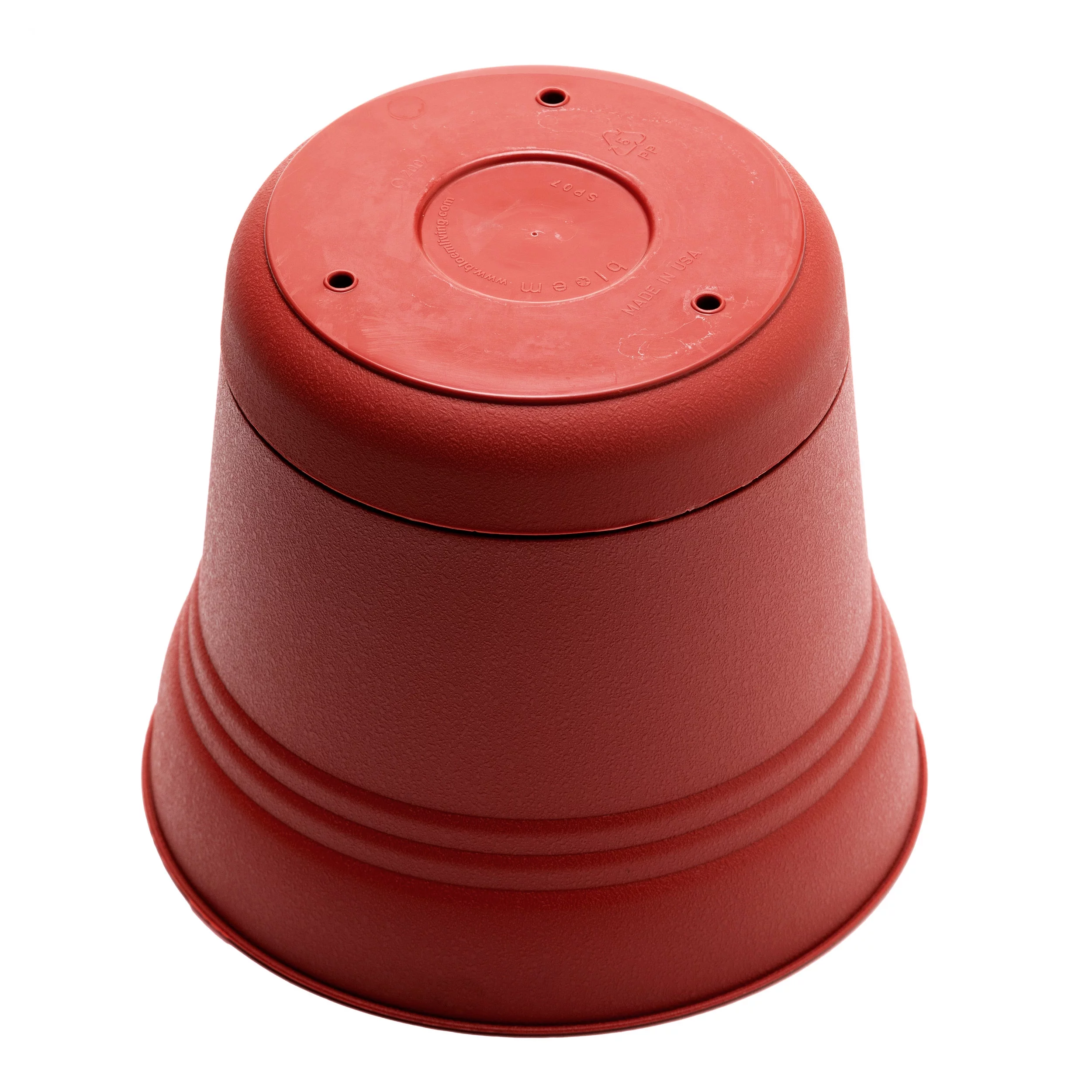 Bloem 7-in Saturn Round Resin Planter with Saucer - Burnt Red