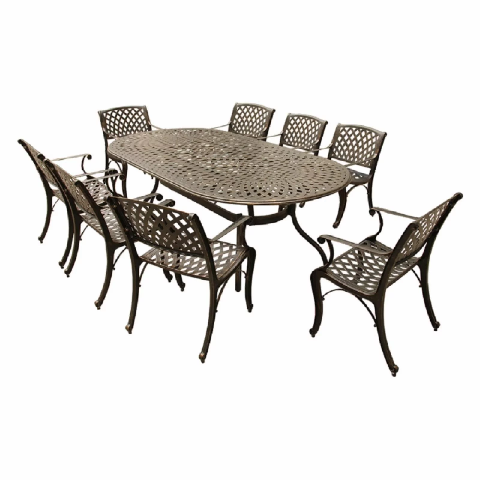 Oakland Living Modern Mesh Lattice Aluminum 9 Piece Patio Dining Set