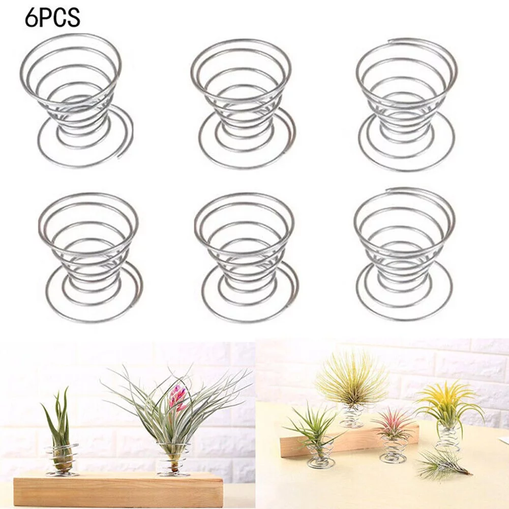 6 Pcs Flower Pot Stainless Steel Air Plant Stand Container Tillandsia Holder