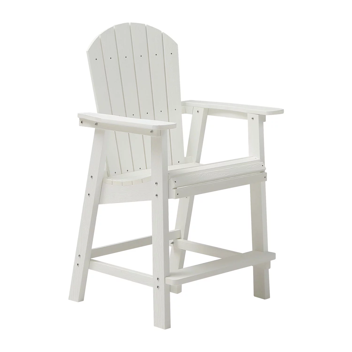 Dcenta HIPS Bar Chair with Armrest,Patio Bar Chair Set of 2, White