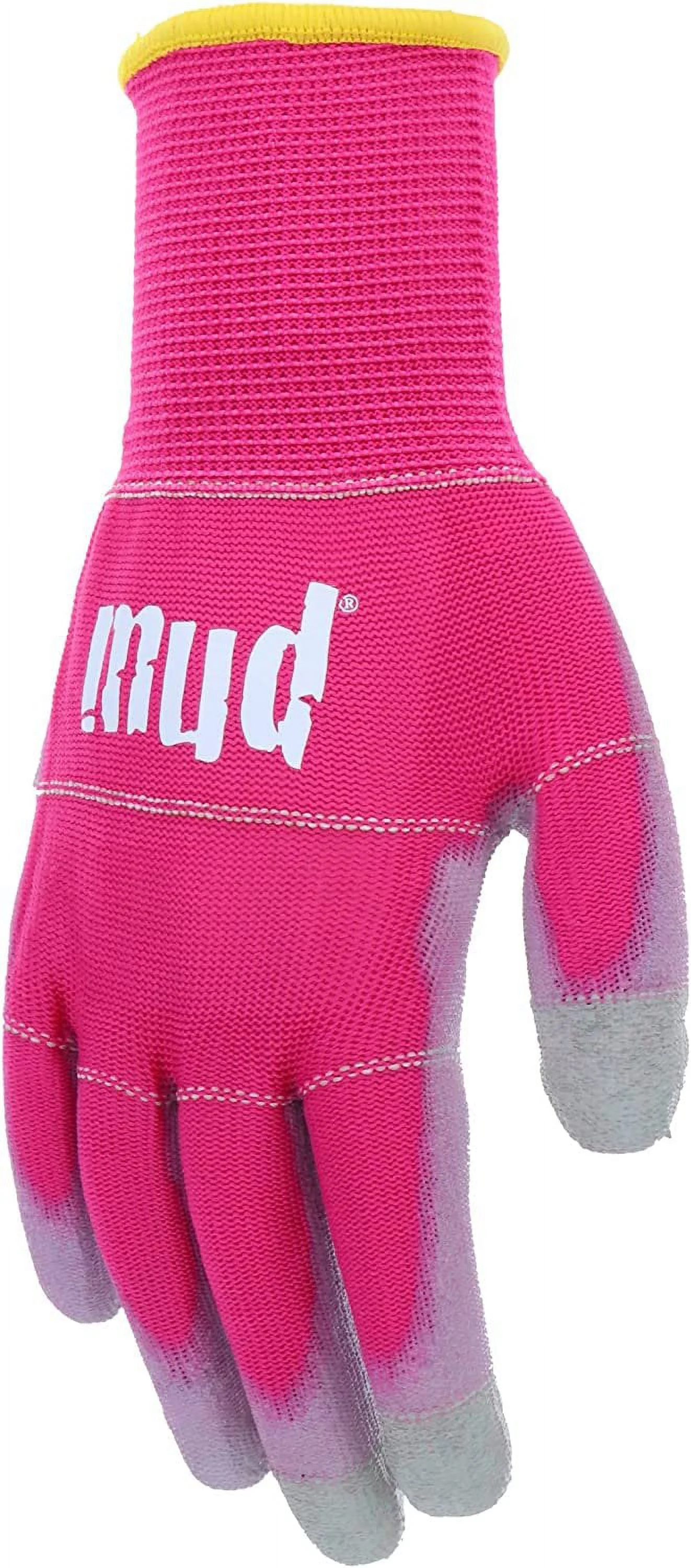 Mud Smart Mud Polyurethane Coated Palm Gloves, Raspberry, Large
