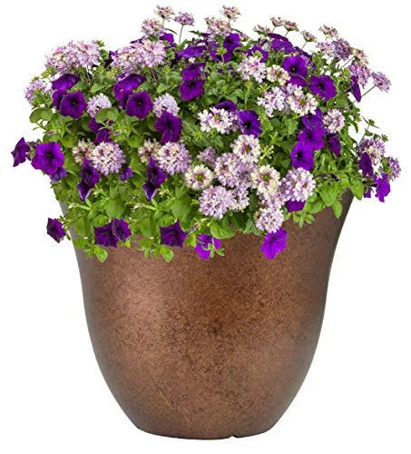 Classic Home And Garden Honeysuckle Patio Garden Planter, 15 Inch, Distressed Copper (Single Pack)